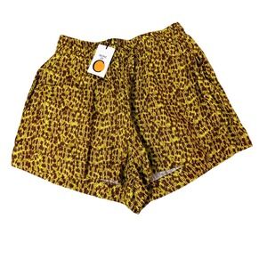 Tropic of C Chico Shorts Yellow Brown Linen Abstract Print Pull-On Medium NEW